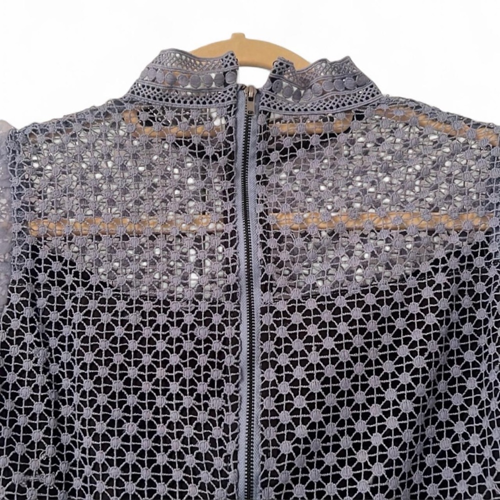 Ina Light Blue Lace Ruffle Blouse XS - Picture 6 of 10
